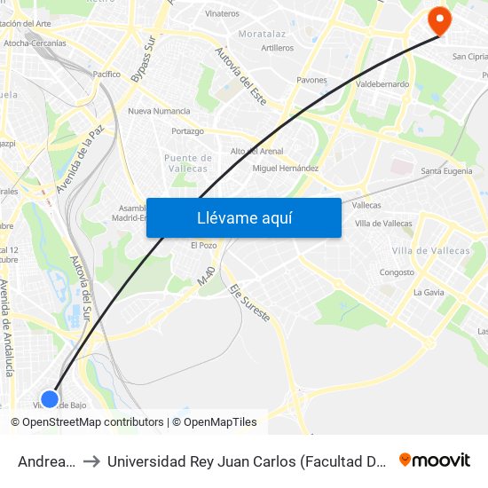 Andrea Jordán to Universidad Rey Juan Carlos (Facultad De Ciencias Jurídicas Y Sociales) map