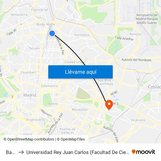 Bambú to Universidad Rey Juan Carlos (Facultad De Ciencias Jurídicas Y Sociales) map