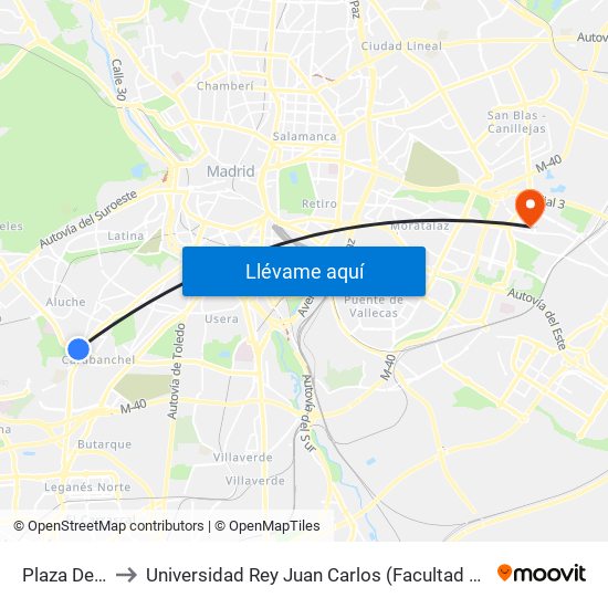 Plaza Del Parterre to Universidad Rey Juan Carlos (Facultad De Ciencias Jurídicas Y Sociales) map