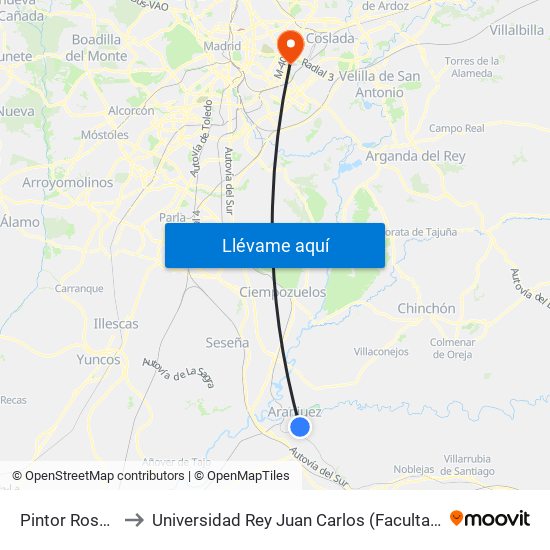 Pintor Rosales - Fortuny to Universidad Rey Juan Carlos (Facultad De Ciencias Jurídicas Y Sociales) map