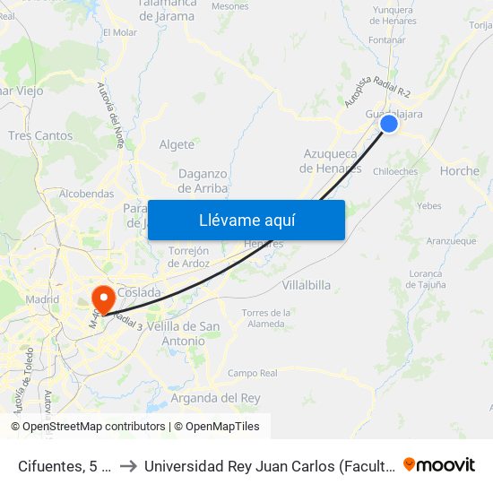 Cifuentes, 5 (Salvador Dalí) to Universidad Rey Juan Carlos (Facultad De Ciencias Jurídicas Y Sociales) map