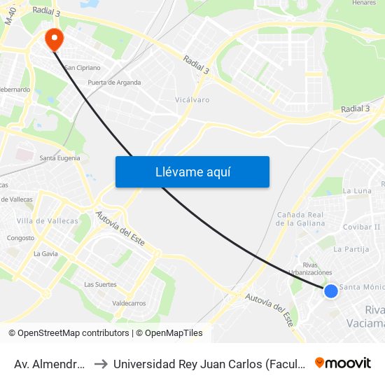 Av. Almendros - Integración to Universidad Rey Juan Carlos (Facultad De Ciencias Jurídicas Y Sociales) map