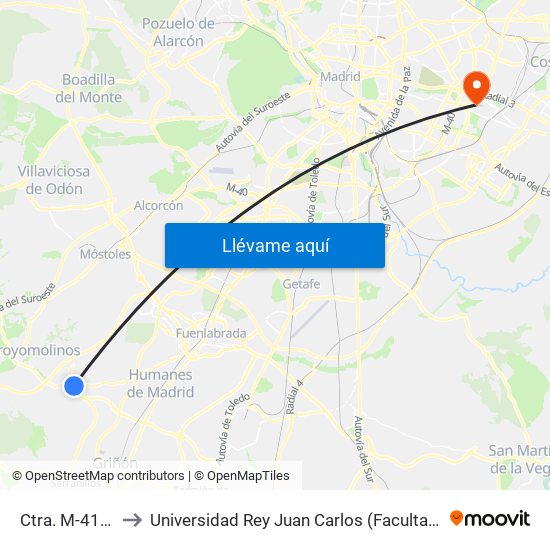 Ctra. M-413 - Cerámica to Universidad Rey Juan Carlos (Facultad De Ciencias Jurídicas Y Sociales) map