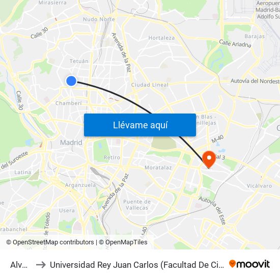 Alvarado to Universidad Rey Juan Carlos (Facultad De Ciencias Jurídicas Y Sociales) map