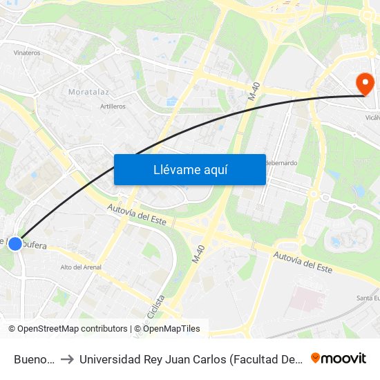 Buenos Aires to Universidad Rey Juan Carlos (Facultad De Ciencias Jurídicas Y Sociales) map