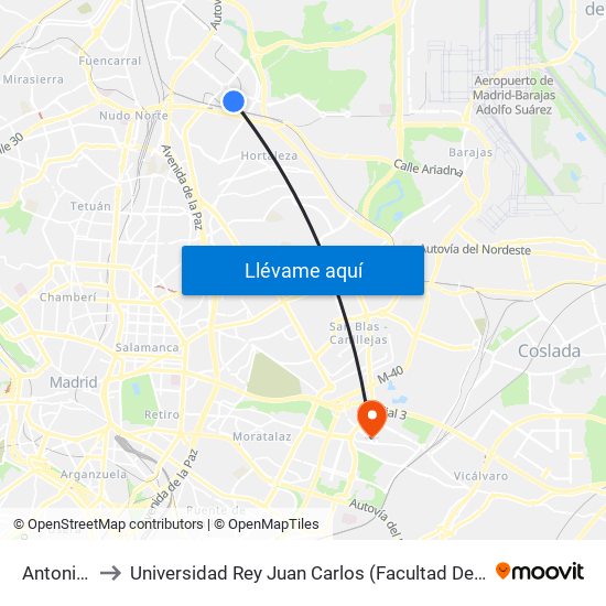 Antonio Saura to Universidad Rey Juan Carlos (Facultad De Ciencias Jurídicas Y Sociales) map