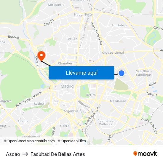 Ascao to Facultad De Bellas Artes map