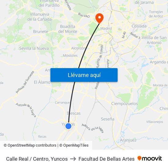 Calle Real / Centro, Yuncos to Facultad De Bellas Artes map