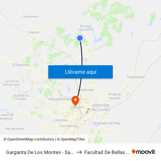 Garganta De Los Montes - San Isidro to Facultad De Bellas Artes map