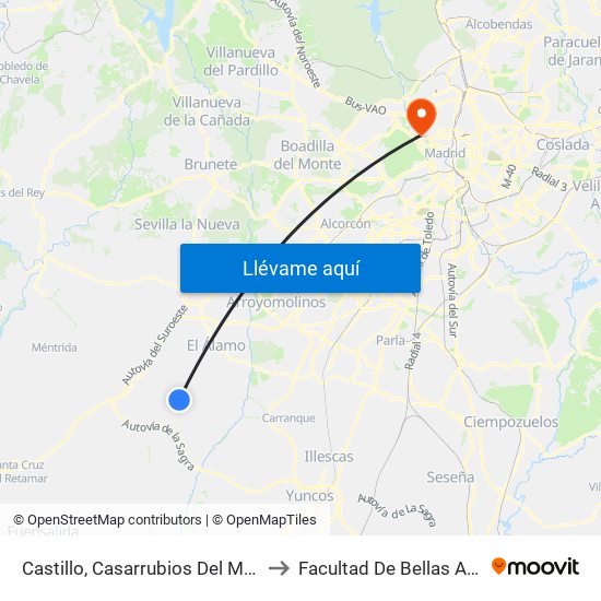 Castillo, Casarrubios Del Monte to Facultad De Bellas Artes map