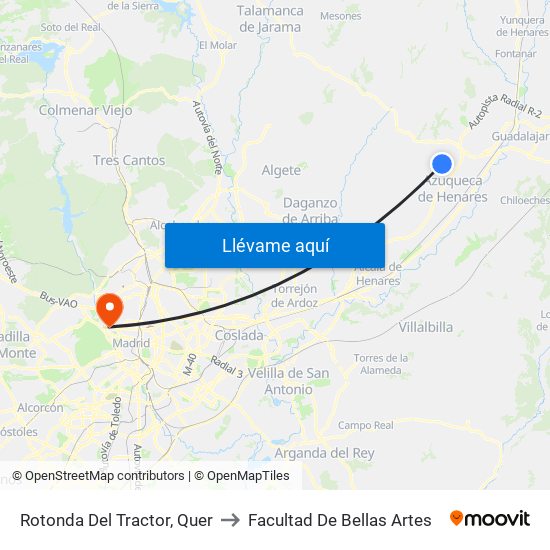Rotonda Del Tractor, Quer to Facultad De Bellas Artes map