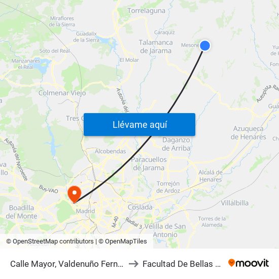Calle Mayor, Valdenuño Fernández to Facultad De Bellas Artes map