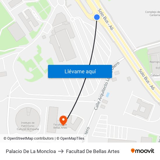 Palacio De La Moncloa to Facultad De Bellas Artes map