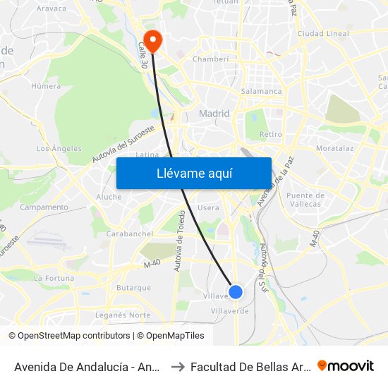 Avenida De Andalucía - Anoeta to Facultad De Bellas Artes map