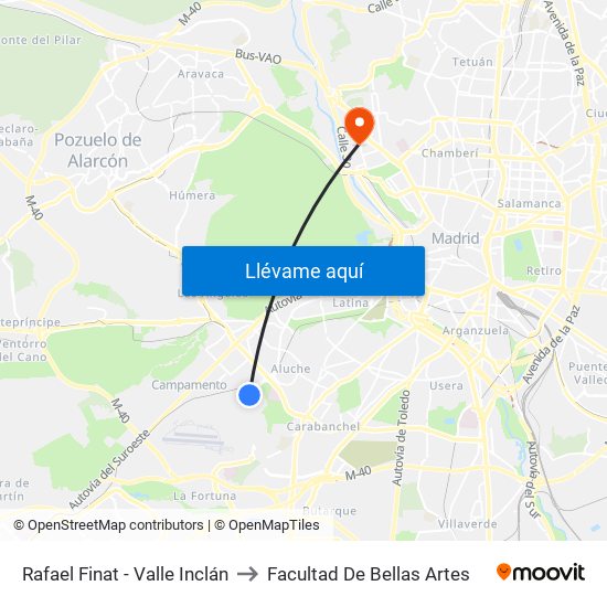 Rafael Finat - Valle Inclán to Facultad De Bellas Artes map