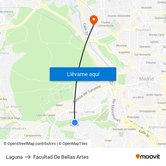 Laguna to Facultad De Bellas Artes map