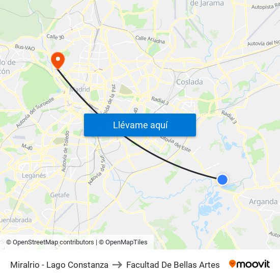 Miralrio - Lago Constanza to Facultad De Bellas Artes map