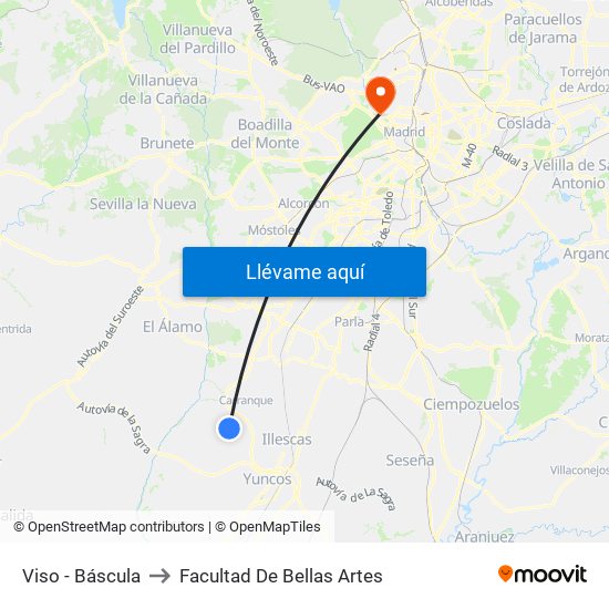 Viso - Báscula to Facultad De Bellas Artes map