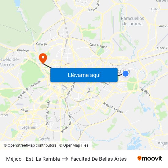 Méjico - Est. La Rambla to Facultad De Bellas Artes map