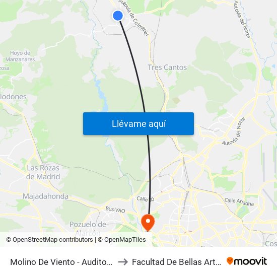 Molino De Viento - Auditorio to Facultad De Bellas Artes map