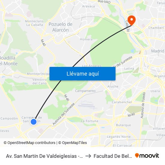 Av. San Martín De Valdeiglesias - Autocaravanas to Facultad De Bellas Artes map