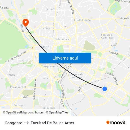 Congosto to Facultad De Bellas Artes map