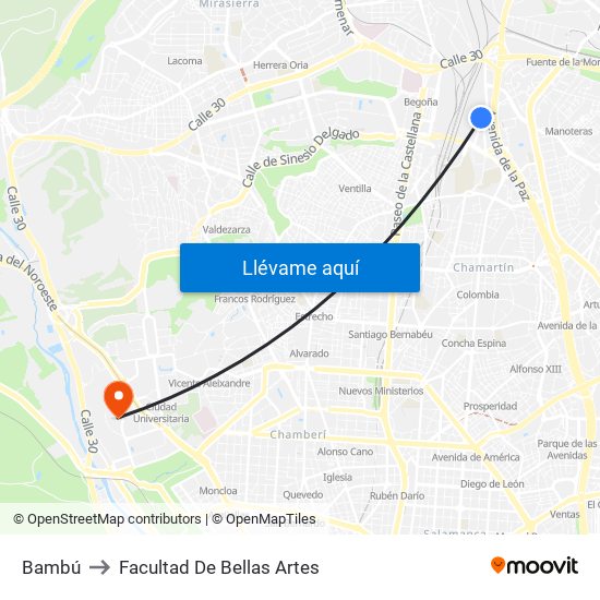 Bambú to Facultad De Bellas Artes map