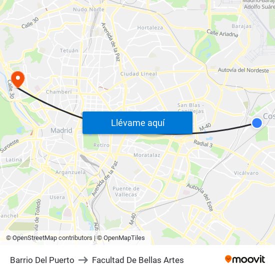 Barrio Del Puerto to Facultad De Bellas Artes map