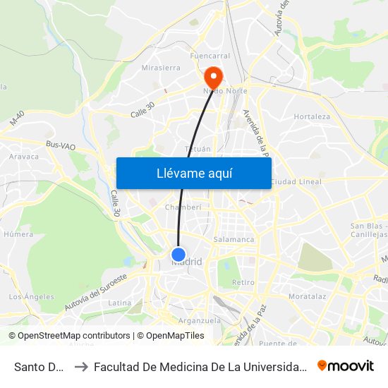 Santo Domingo to Facultad De Medicina De La Universidad Autónoma De Madrid map