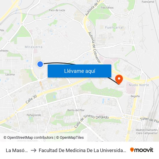 La Masó - Salou to Facultad De Medicina De La Universidad Autónoma De Madrid map