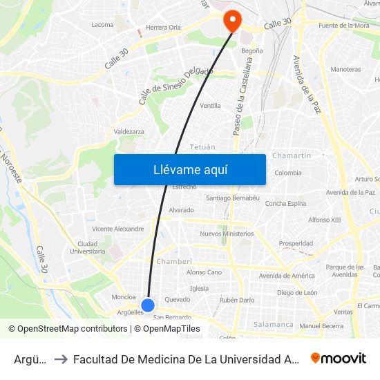 Argüelles to Facultad De Medicina De La Universidad Autónoma De Madrid map