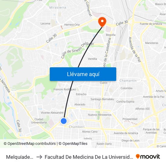 Melquíades Álvarez to Facultad De Medicina De La Universidad Autónoma De Madrid map