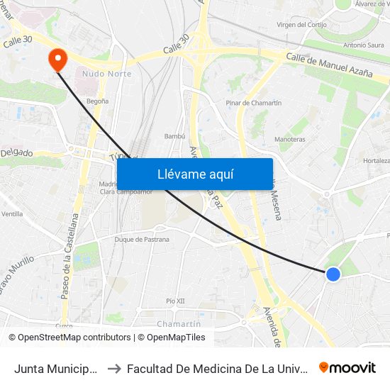 Junta Municipal De Hortaleza to Facultad De Medicina De La Universidad Autónoma De Madrid map