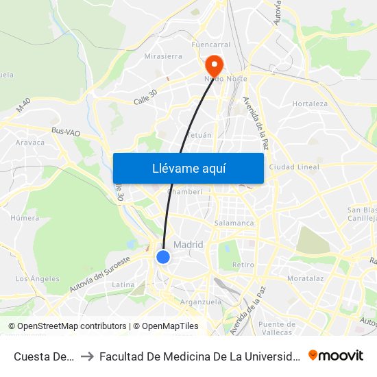 Cuesta De La Vega to Facultad De Medicina De La Universidad Autónoma De Madrid map