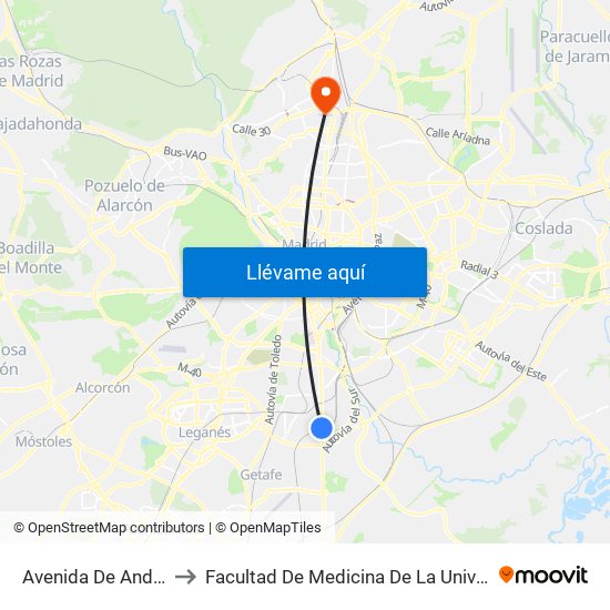 Avenida De Andalucía - Marconi to Facultad De Medicina De La Universidad Autónoma De Madrid map