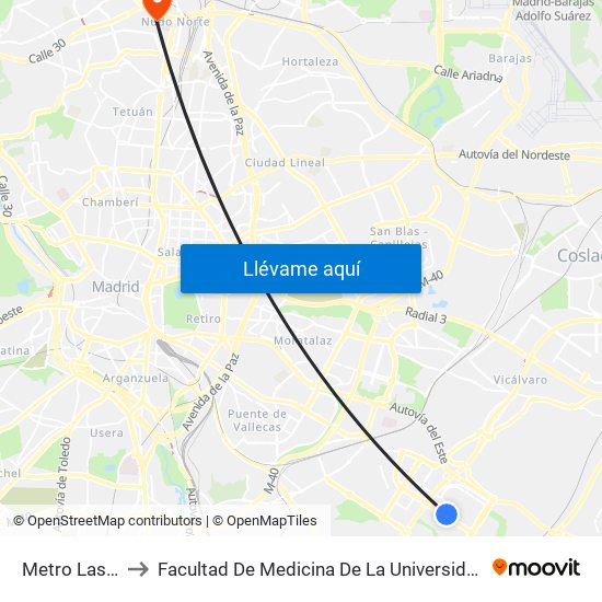 Metro Las Suertes to Facultad De Medicina De La Universidad Autónoma De Madrid map