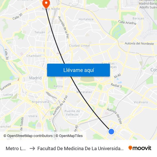 Metro La Gavia to Facultad De Medicina De La Universidad Autónoma De Madrid map