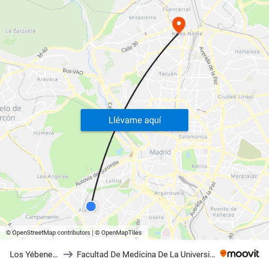 Los Yébenes - Illescas to Facultad De Medicina De La Universidad Autónoma De Madrid map