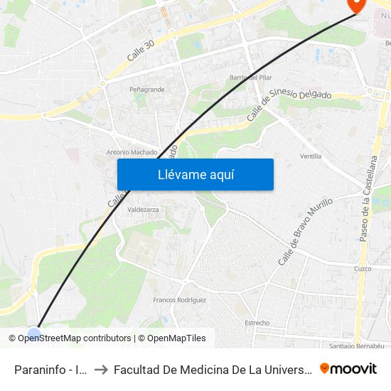 Paraninfo - Informática to Facultad De Medicina De La Universidad Autónoma De Madrid map