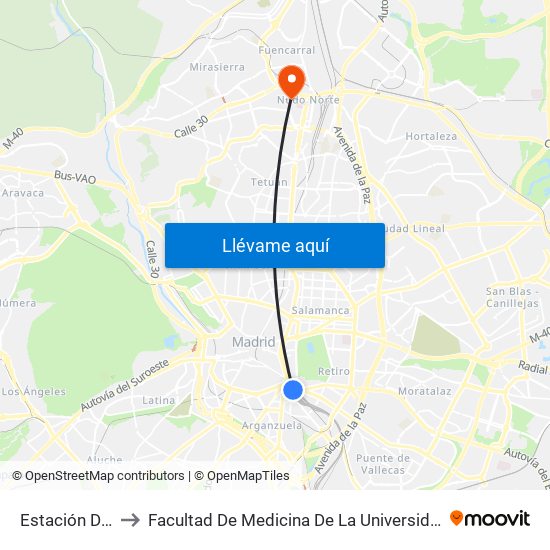 Estación De Atocha to Facultad De Medicina De La Universidad Autónoma De Madrid map