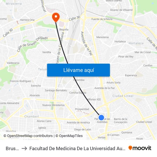 Bruselas to Facultad De Medicina De La Universidad Autónoma De Madrid map