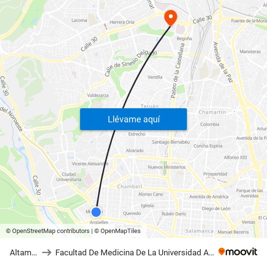Altamirano to Facultad De Medicina De La Universidad Autónoma De Madrid map