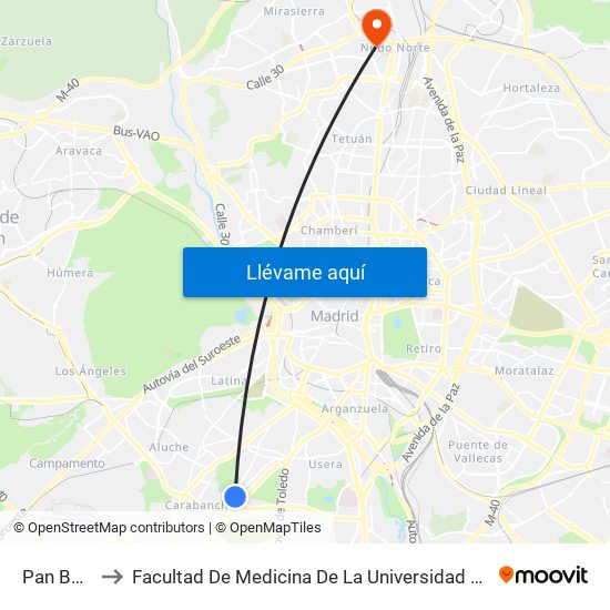 Pan Bendito to Facultad De Medicina De La Universidad Autónoma De Madrid map