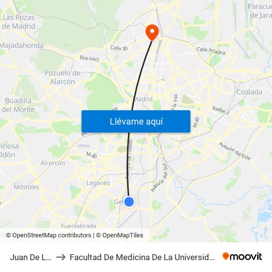 Juan De La Cierva to Facultad De Medicina De La Universidad Autónoma De Madrid map