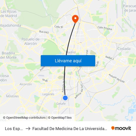 Los Espartales to Facultad De Medicina De La Universidad Autónoma De Madrid map