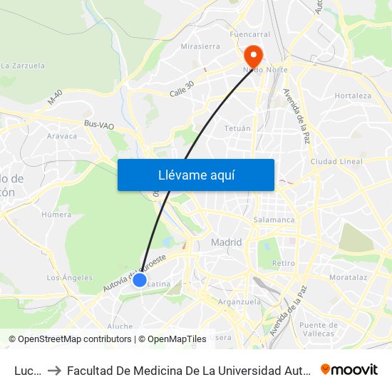 Lucero to Facultad De Medicina De La Universidad Autónoma De Madrid map