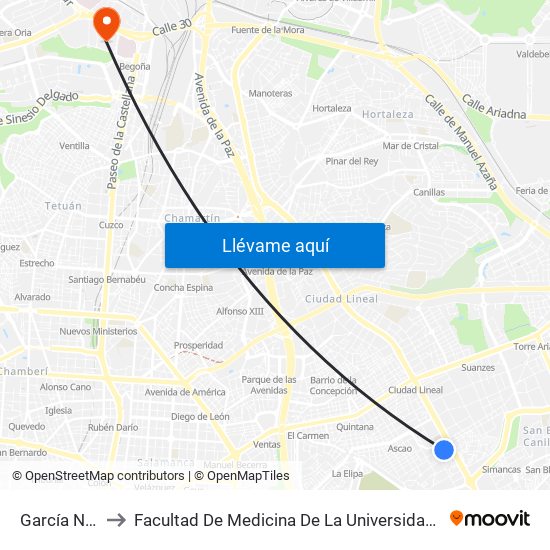García Noblejas to Facultad De Medicina De La Universidad Autónoma De Madrid map