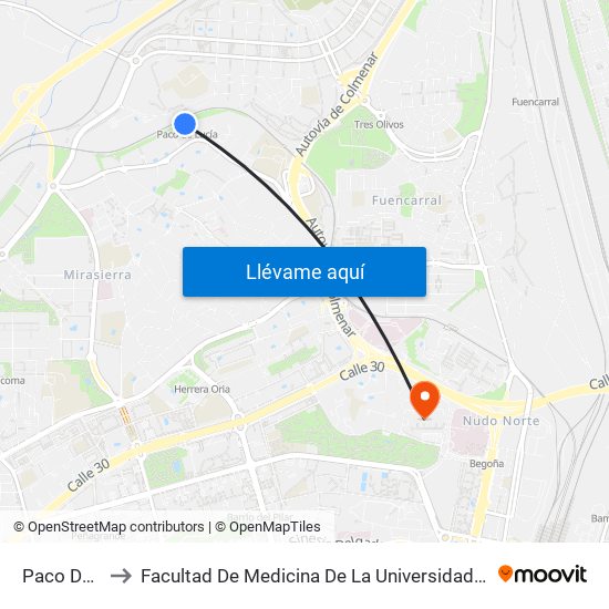 Paco De Lucía to Facultad De Medicina De La Universidad Autónoma De Madrid map