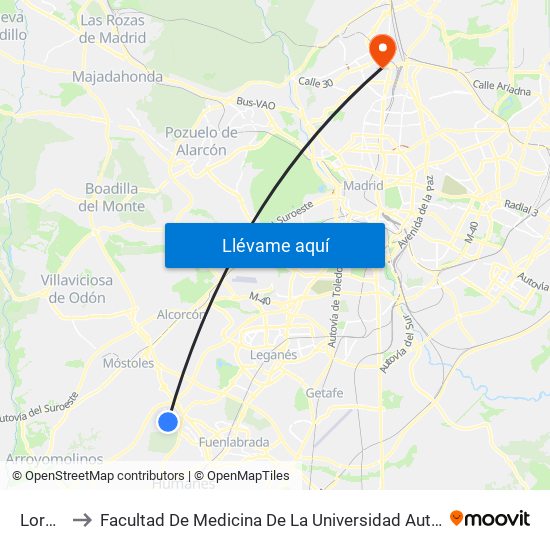 Loranca to Facultad De Medicina De La Universidad Autónoma De Madrid map