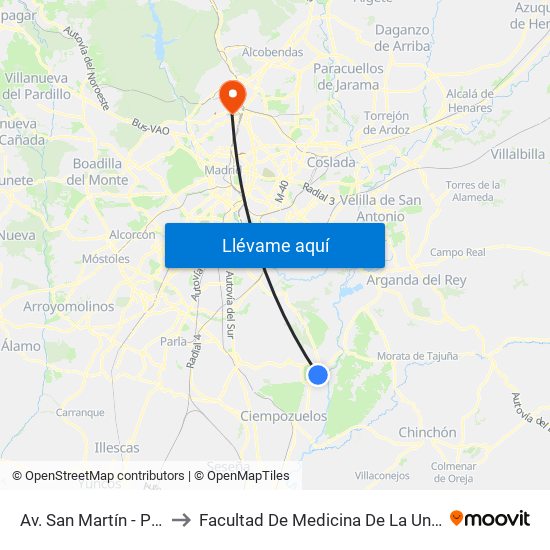 Av. San Martín - Pasaje De Los Reyes to Facultad De Medicina De La Universidad Autónoma De Madrid map